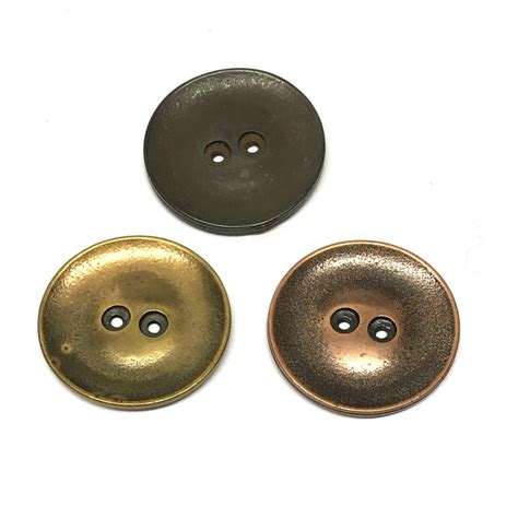 2 32mm Large Round Metal Buttons With Two Holes Bronze Metal Buttons