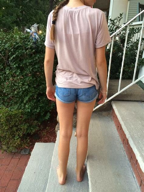Young Teen Girl Tight Jean Shorts
