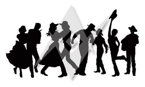 Stock Photo Of Silhouette Of Dancing Cowboys Vector Illustration