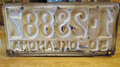 Vintage 1950 Oklahoma Car Auto Tag License Plate # 1 - 23887 | #1924709987