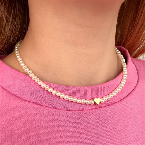 Mallorca Pearl Necklace With 18k Gold Clasps And Heart Pendant Etsy