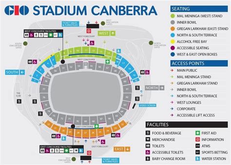 Canberra Gio Stadium Seating Map 2023 With Rows Parking Map Tickets