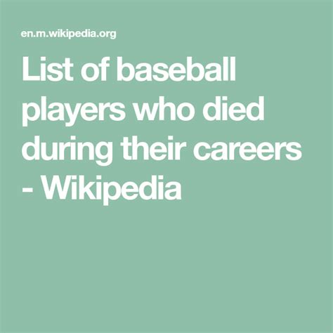 List Of Baseball Players Who Died During Their Careers Wikipedia