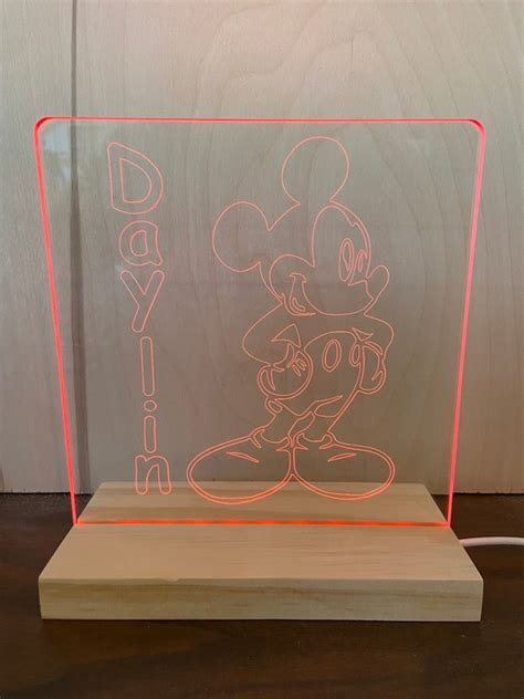 Personalized Mickey Mouse Led Night Light Etsy