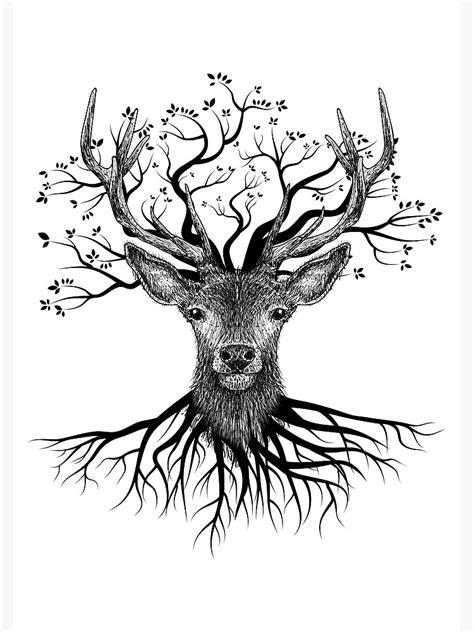 Deer Tree Poster By Jefercelmer Redbubble