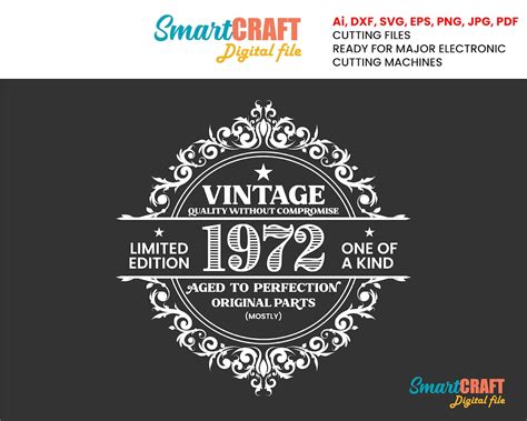 Vintage 1972 SVG Birthday Vintage 1972 SVG Clipart Aged To | Etsy