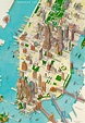 Manhattan historical map with bridges - New York map