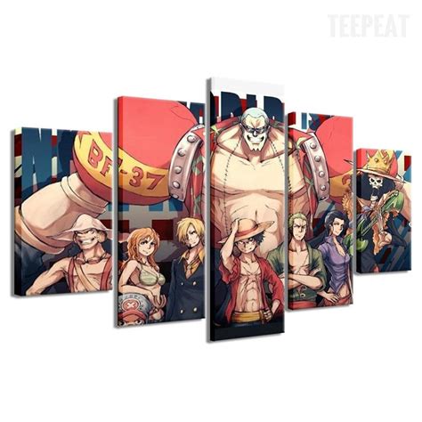 Franky Of One Piece Anime Team Anime 5 Panel Canvas Art Wall Decor