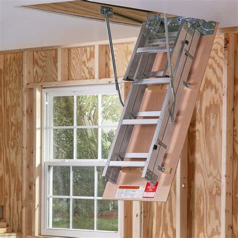 werner ah 7 66 ft to 10 25 ft rough opening 22 5 in x 54 in folding aluminum attic ladder