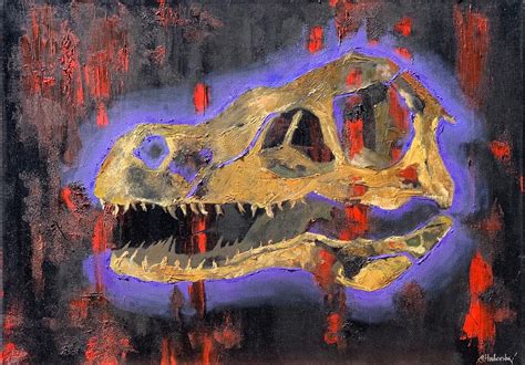 Dinosaur Abstract Oil Painting Dinosaur Skull Original Etsy