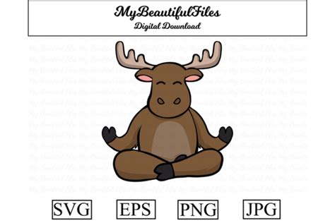 Yoga Moose Meditation Cartoon Graphic By Mybeautifulfiles · Creative