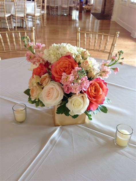 Corals Gold Peaches And Cream Centerpiece Ideas Aisle Runner Wedding