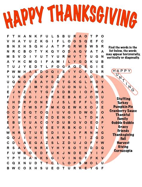 Printable Thanksgiving Word Searches