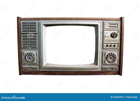 Vintage Television Isolated With Clipping Stock Image Image Of