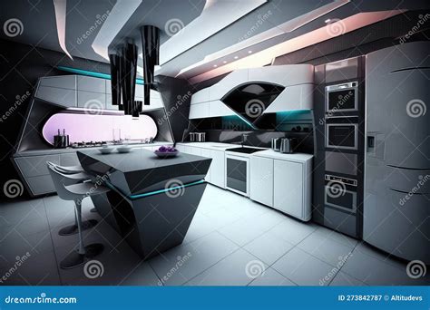 Futuristic Kitchen With Sleek And Stylish Appliances Futuristic