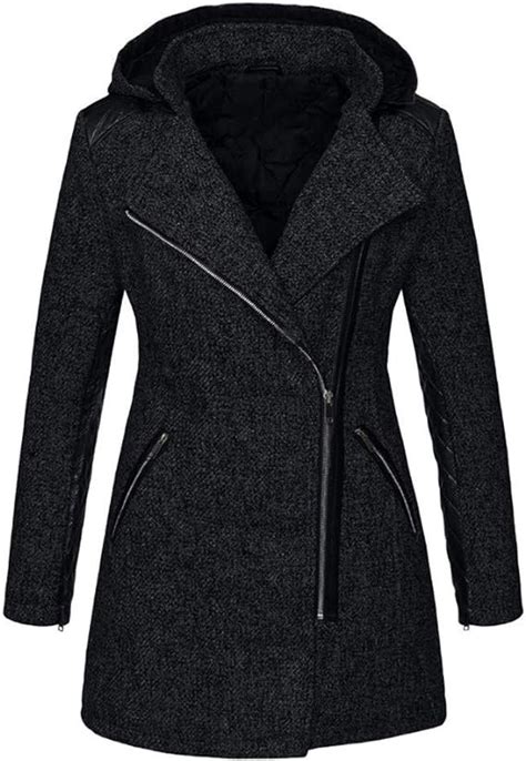 kalorywee coats women plus size size zip up lapel collar with hood pockets winter outwear womens