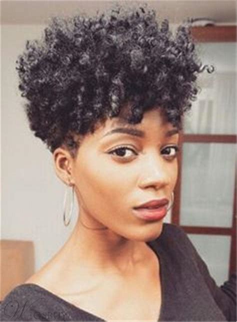 Short Kinky Curly Human Hair Capless Wigs 8 Inches