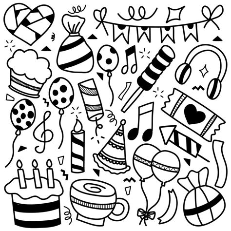 Collection Of Hand Drawn Party Icons 2095346 Vector Art At Vecteezy