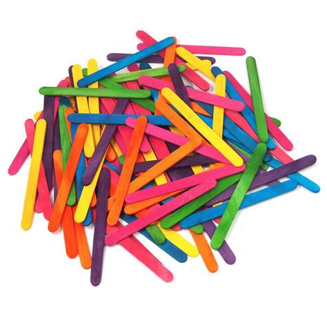 Wooden Craft Popsicle Sticks Assorted Color 4 12 Inch 100 Piece