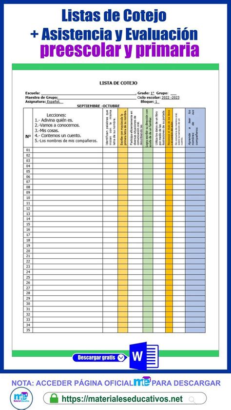listas de cotejo asistencia y evaluación preescolar y primaria My XXX