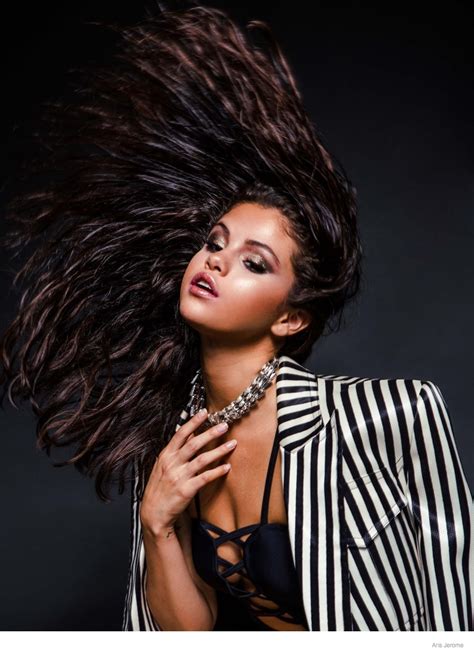 Selena Gomez Rocks Wet Hair Striped Blazer In New Shoot Fashion Gone Rogue