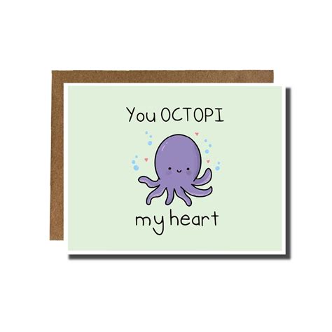 You Octopi My Heart Funny Card Punny Greeting Card Etsy