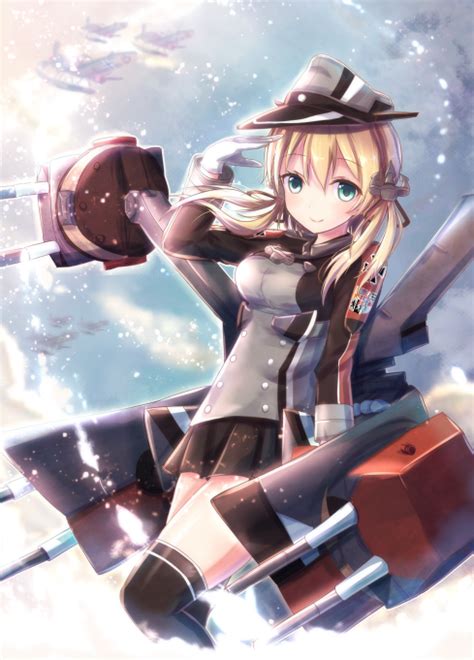 Safebooru 1girl Anchor Hair Ornament Blonde Hair Gloves Hat Kantai