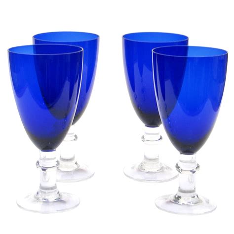 Certified International 4 Pc All Purpose Goblet Set Glass Cobalt Glass Cobalt Blue