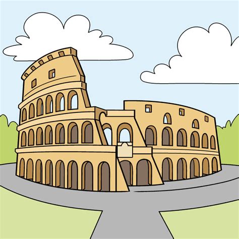 How To Draw The Colosseum Really Easy Drawing Tutorial