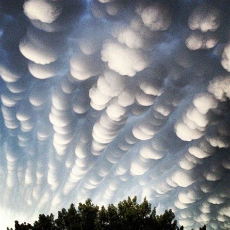A Rare Cloud Phenomenon Formation Called A Mammatus Where Clouds Take