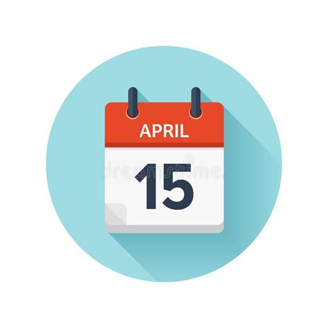 April 15 Vector Flat Daily Calendar Icon Date And Time Day Month