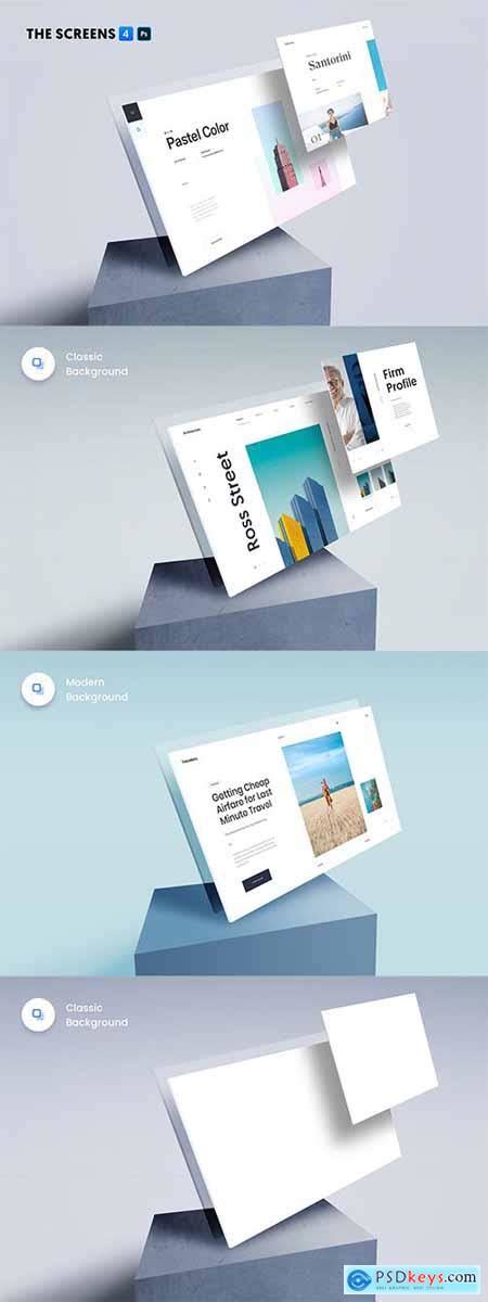 The Screens 4 Perspective Psd Mockup Template Free Download