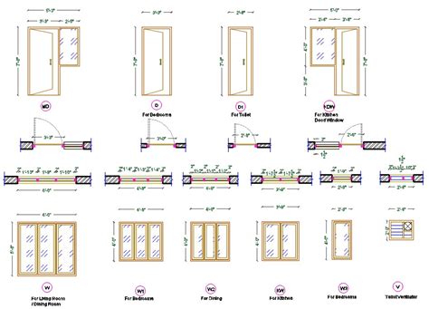 House Door And Window Cad Blocks Drawing Free Download Dwg Cadbull