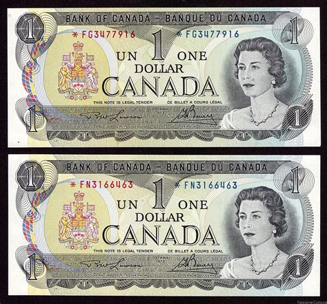2x 1973 Canada 1 Dollar Replacement Banknotes Bc 46aa Fn And Fg Unc63