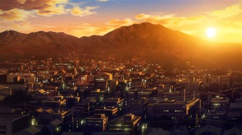 Desktop Wallpaper Anime Cityscape Sunset Evening Hd Image Picture
