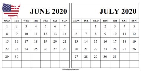 June July 2020 Calendar Usa Calendar Usa 2021 Calendar Calendar