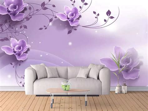 Free Download Amazoncom Murwall Floral Wallpaper 3d Purple Flower Wall