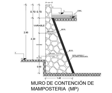 Masonry Retaining Wall Structure Detail Defined In This Autocad File