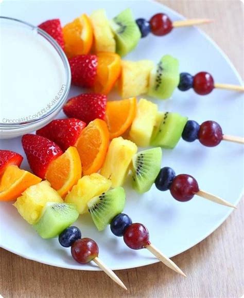This collection of healthy snacks recipes will help you decide your kids' snack menu. Best Hot Cold Sweet Savory Skewer Recipes | Fruit kebabs ...