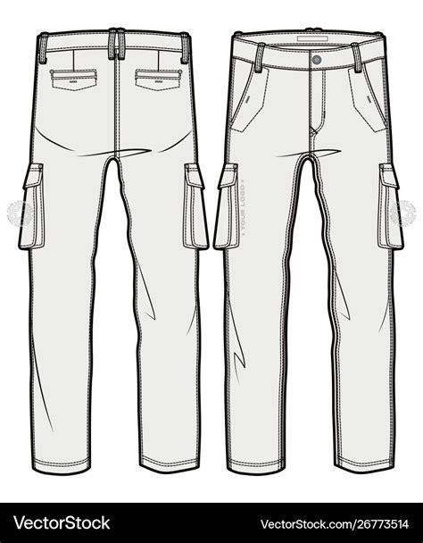 Cargo Pants With Large Side Pockets Royalty Free Vector