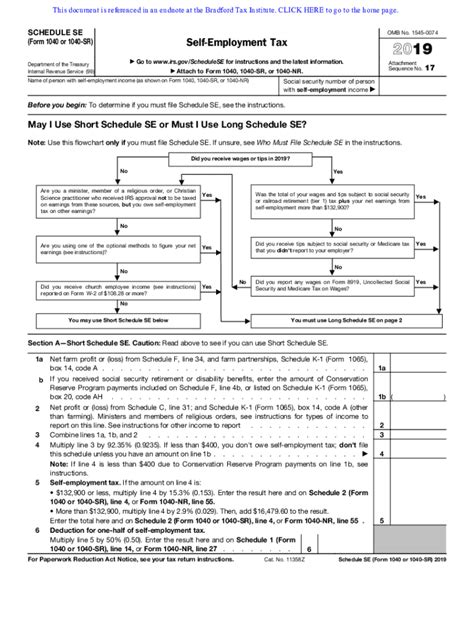 Schedule Se Form 1040 Self Employment Tax Fill And Sign Printable