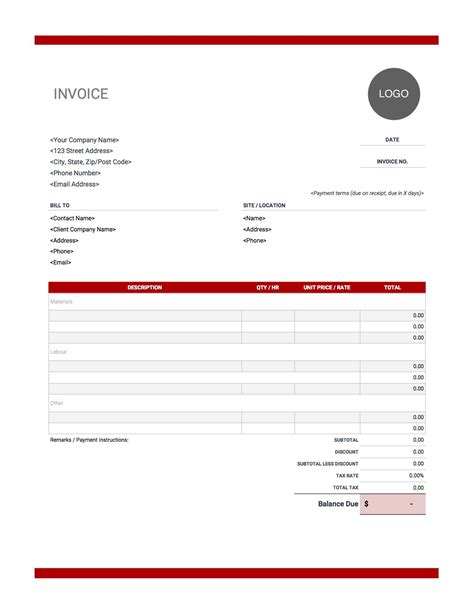 Free Invoice Template Pages