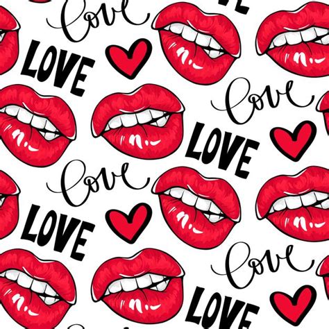 Premium Vector Red Lips Seamless Pattern Female Mouth With Red