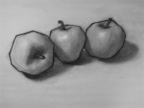 Still Life Of Apples For Practice Charcoal Rdrawing