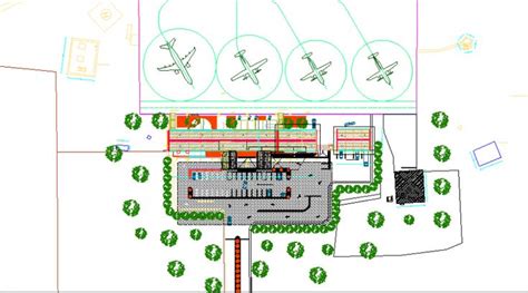 Domestic Airport Top View Architecture Layout Plan Details Dwg File