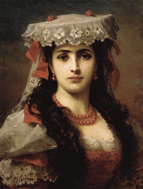Portrait Of A Young Spanish Woman Painting By Anton Ebert 1880 Rart