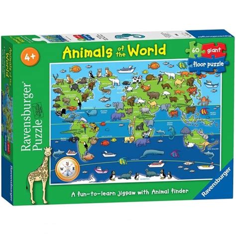 Ravensburger Animals Of The World Giant Floor 60 Piece Puzzle Jigsaw