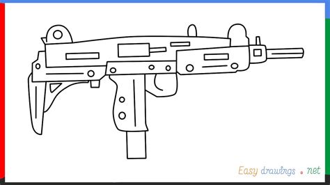 How To Draw Uzi Gun Step By Step For Beginners Youtube
