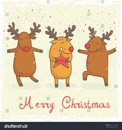 Check spelling or type a new query. Christmas Card With Cute Cartoon Deers Stock Vector Illustration 111733202 : Shutterstock