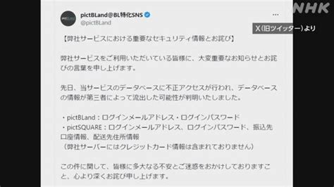 pictBLandなど運営会社 不正アクセスで個人情報漏えいのおそれ NHK ITネット